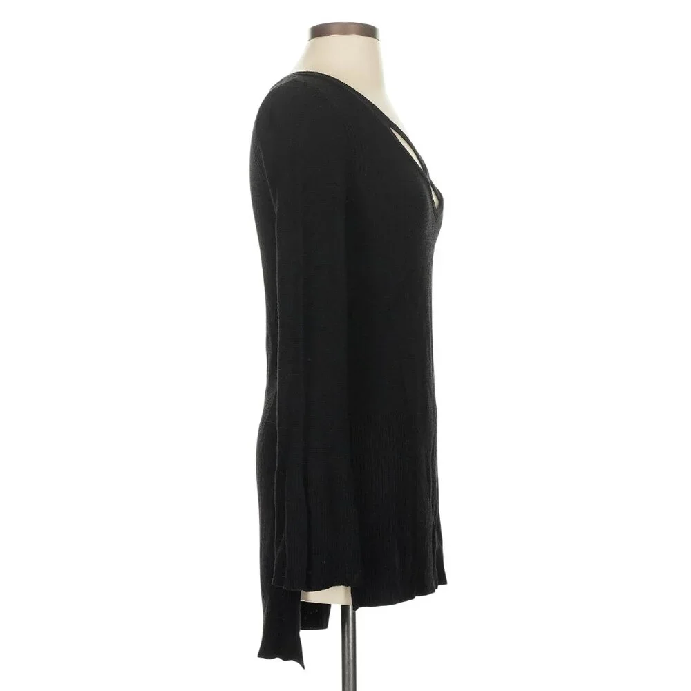 Free People Black Crisscross L/S Sweater Dress Tunic | Boho Twilightcore Casual - Picture 6 of 11